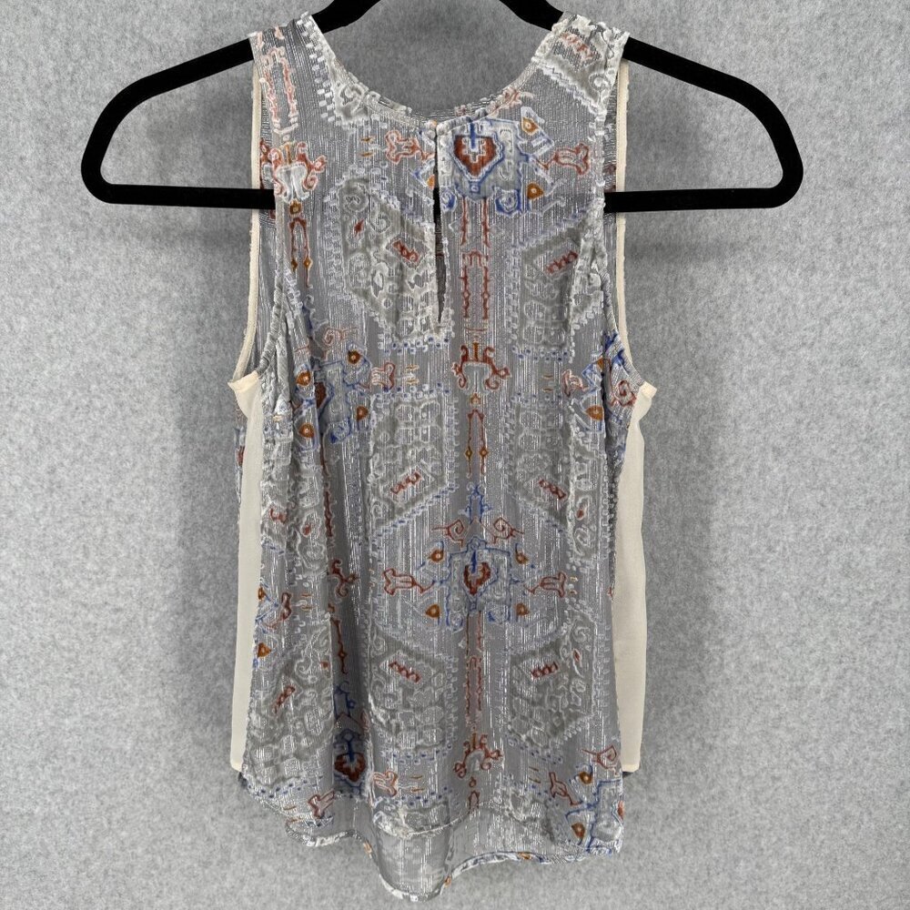 Anthropologie HD in Paris Orains Velvet Burnout Tank Top Size S Silk Blend Gray